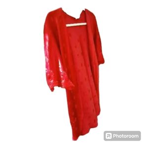 Vintage 1980's Guy LaRoche Half Robe Charmuse in Red Floral